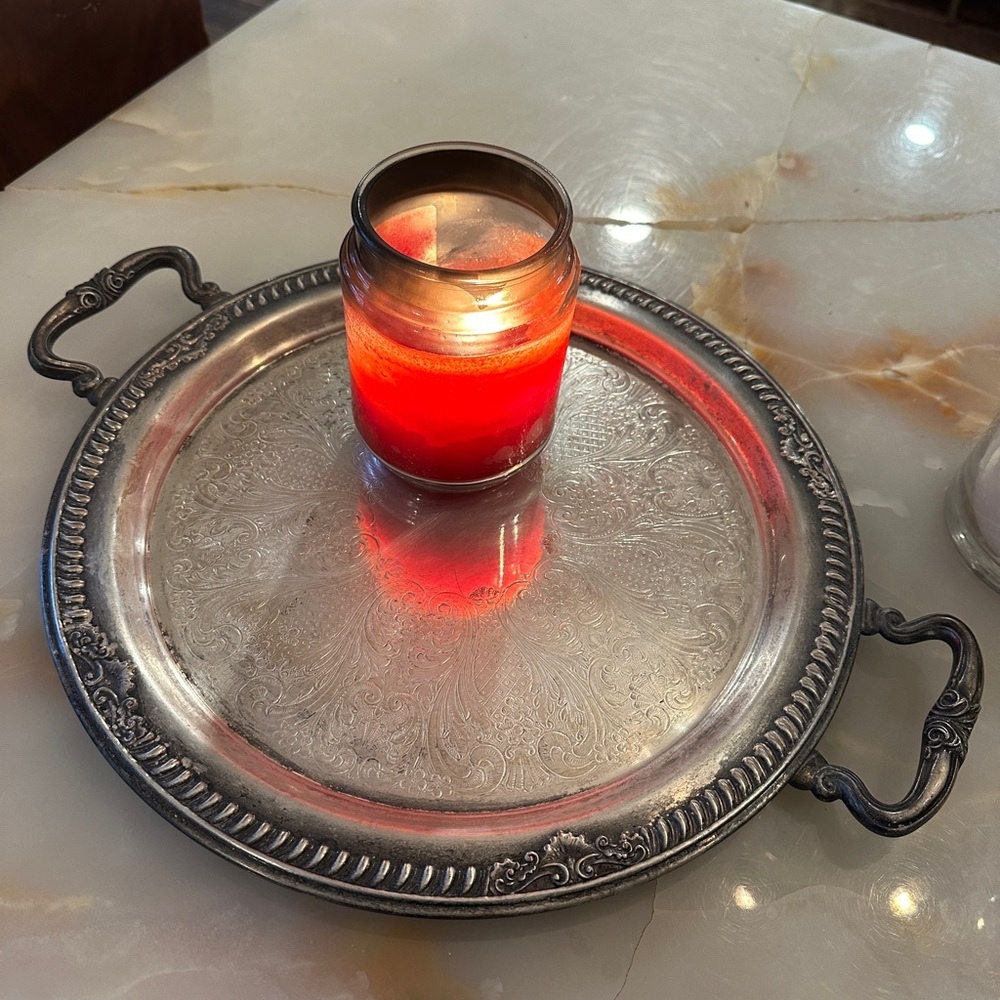 Vintage holiday silverplate serving tray